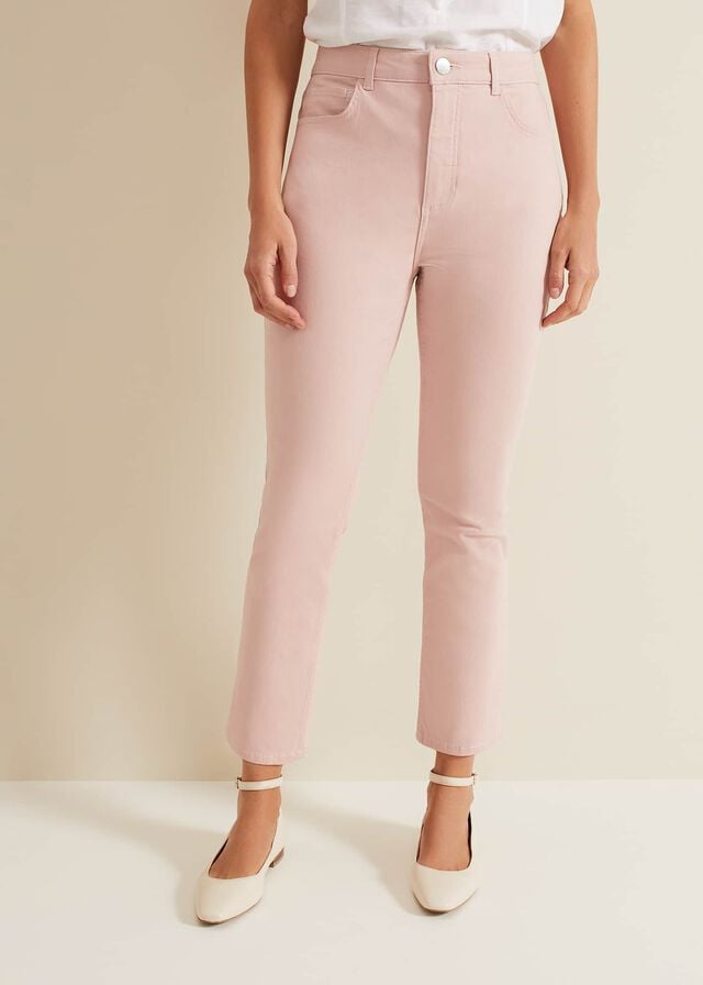 Pink Phase Eight Lindsey Cropped Straight Leg Jeans | 8637NPZHK