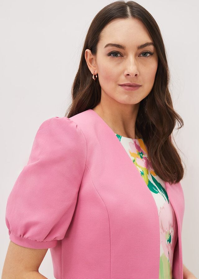 Pink Phase Eight Mabel Puff Sleeve Jackets | 4972FUEWC