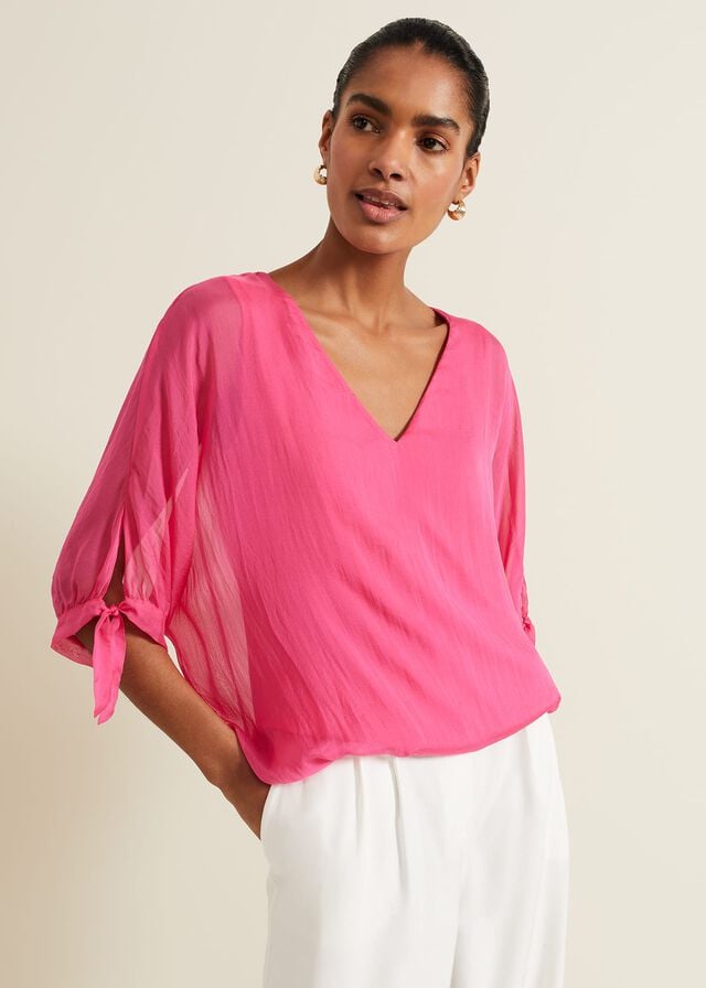 Pink Phase Eight Madison Silk Shirts | 5316QBVCK