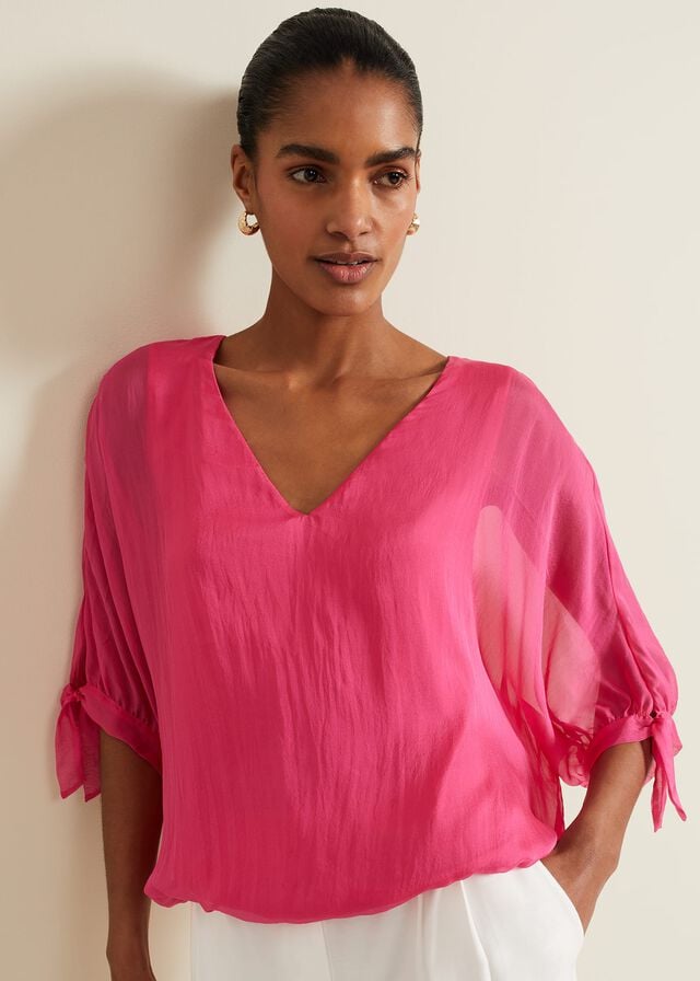 Pink Phase Eight Madison Silk Shirts | 5316QBVCK