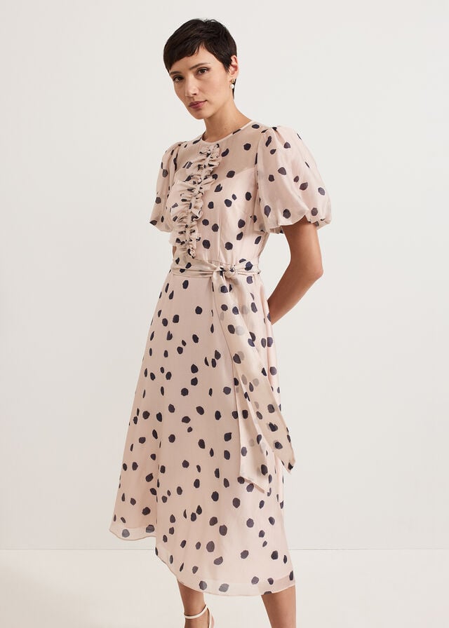 Pink Phase Eight Nicola Spot Dress | 3980UKFYW