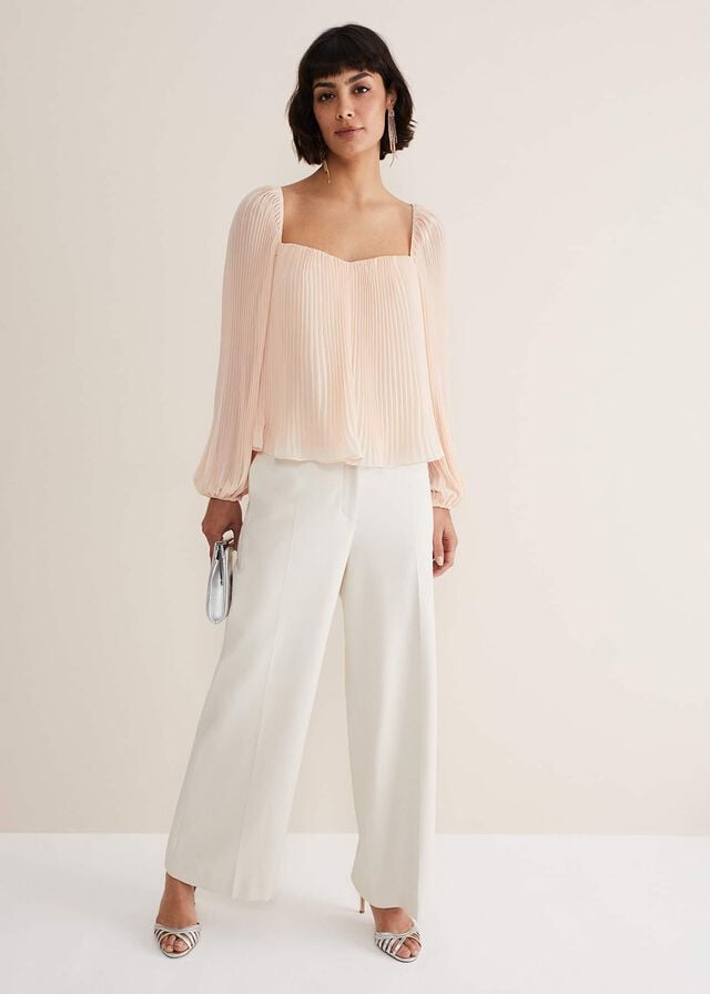 Pink Phase Eight Nysa Pleated Shirts | 7349VAQEB