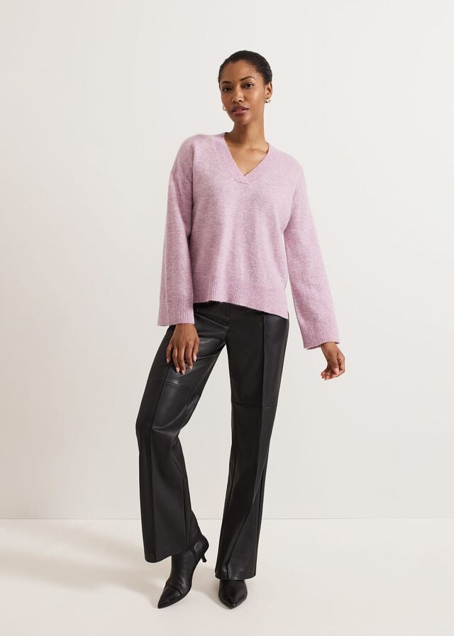 Pink Phase Eight Olivia V Neck Alpaca Knitwear | 4538IPTJO