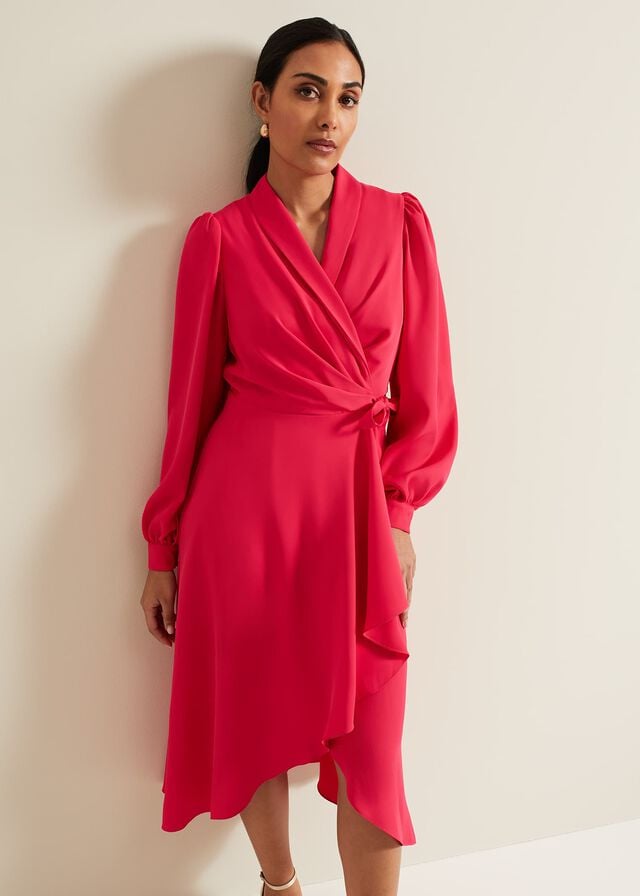 Pink Phase Eight Petite Philippa Wrap Dress | 5326HPUDQ