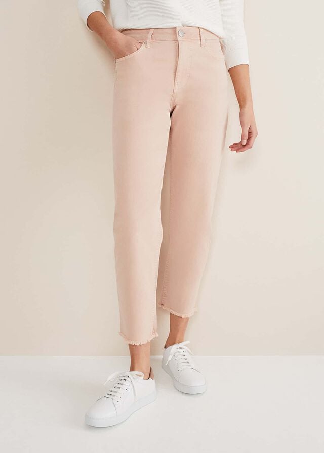 Pink Phase Eight Petra Raw Hem Straight Leg Trousers | 2351XPTVS