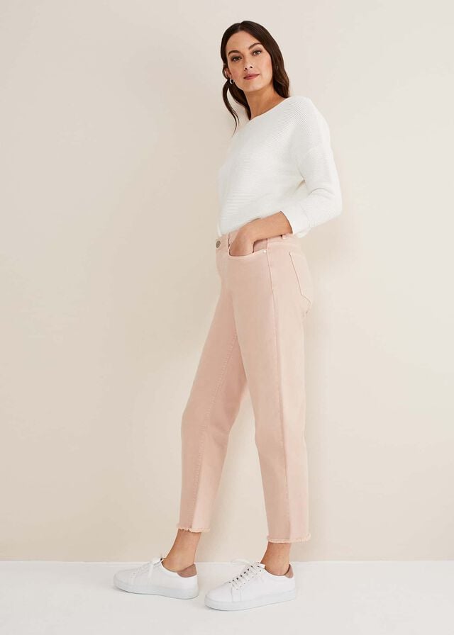 Pink Phase Eight Petra Raw Hem Straight Leg Trousers | 2351XPTVS