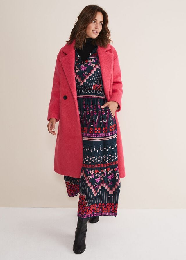 Pink Phase Eight Quinn Textured Cocoon Coats | 5621XLYFD