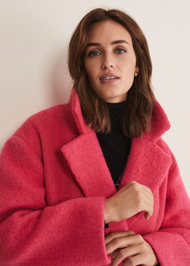 Pink Phase Eight Quinn Textured Cocoon Coats | 5621XLYFD