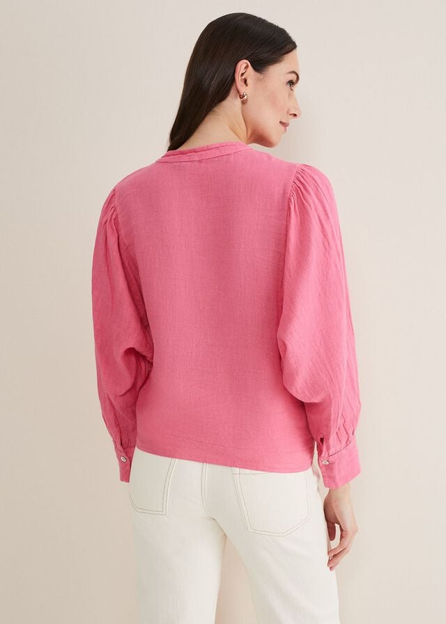 Pink Phase Eight Raelynn Tie Front Linen Shirts | 1470WPBRF