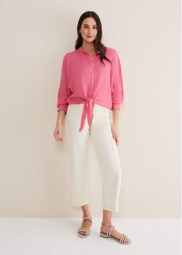 Pink Phase Eight Raelynn Tie Front Linen Shirts | 1470WPBRF