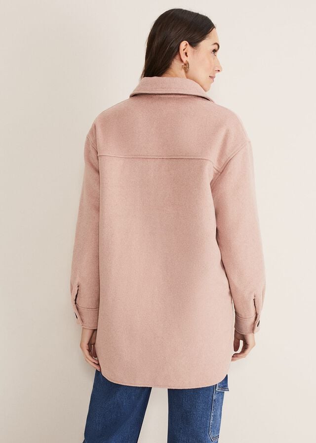 Pink Phase Eight Sammy Plain Wool Shacket Coats | 0195LTVXD