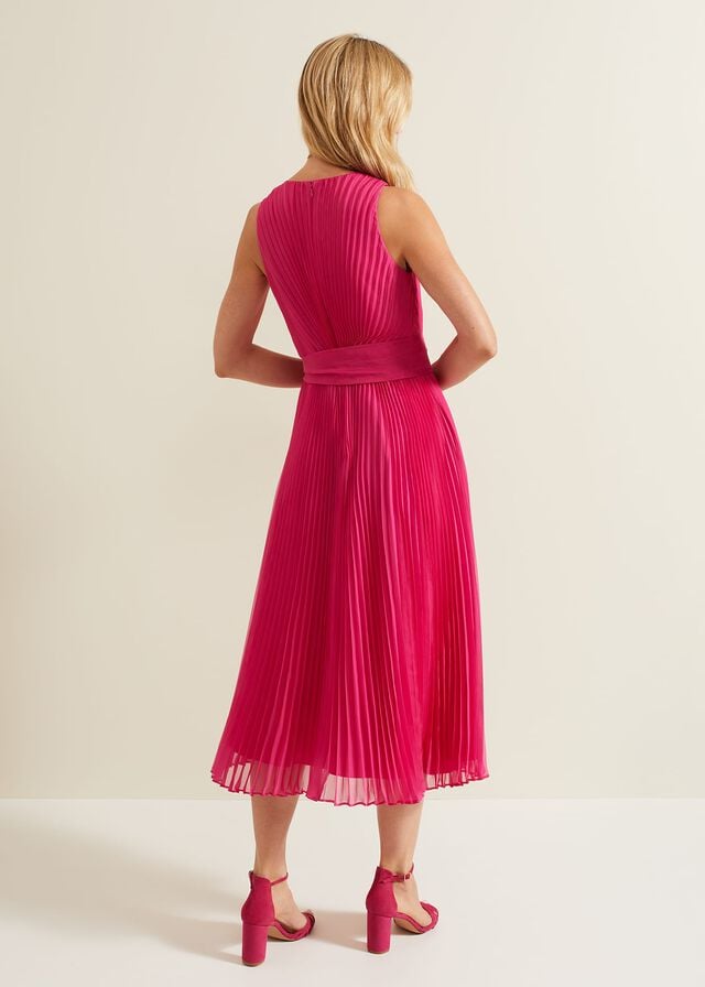 Pink Phase Eight Simara Pleated Dress | 3594TNEYC