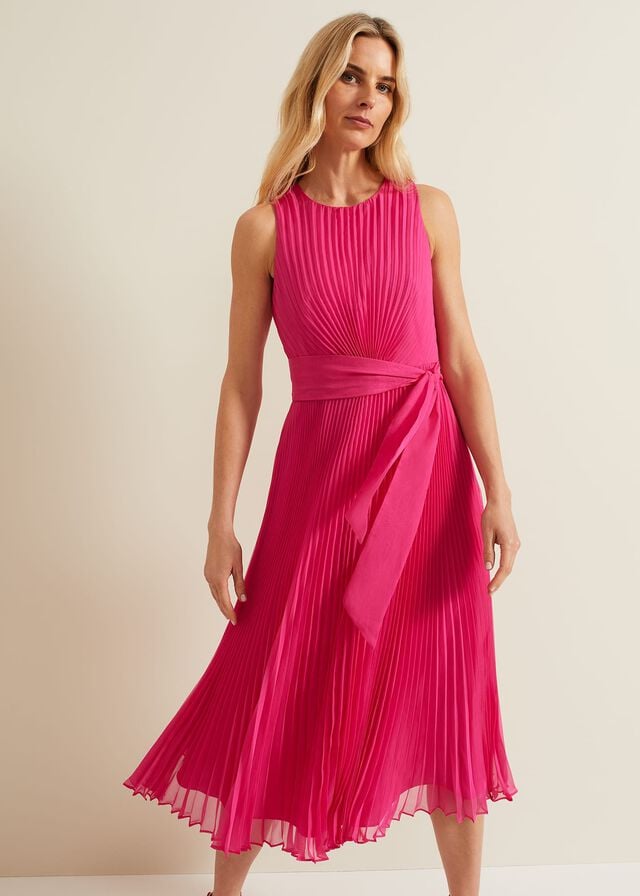 Pink Phase Eight Simara Pleated Dress | 3594TNEYC