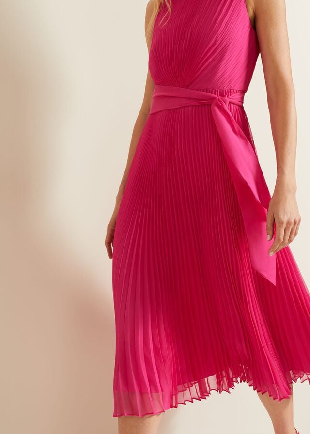 Pink Phase Eight Simara Pleated Dress | 3594TNEYC