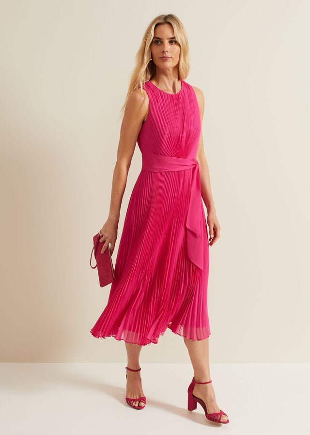 Pink Phase Eight Simara Pleated Dress | 3594TNEYC