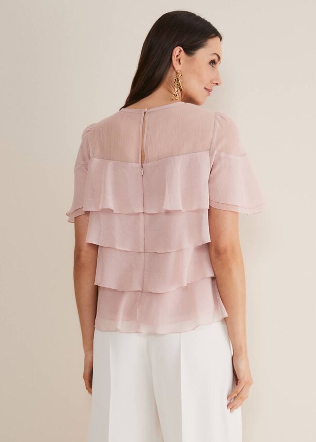 Pink Phase Eight Stacey Ruffle Shirts | 7682LAEFC