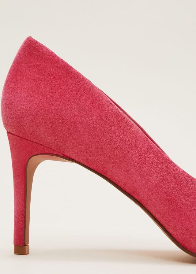 Pink Phase Eight Suede Bow Front Courts Heels | 5493JWLQS