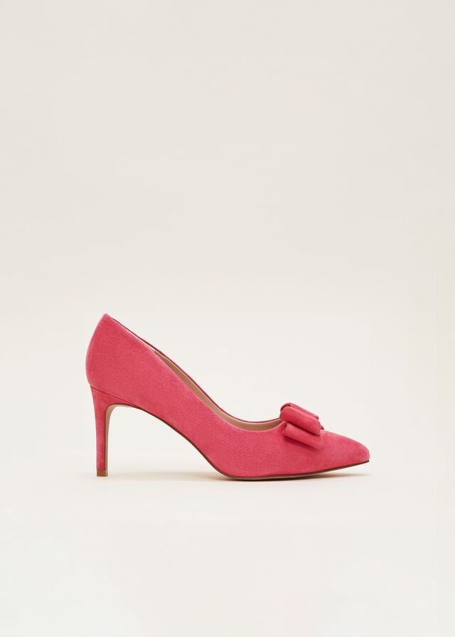 Pink Phase Eight Suede Bow Front Courts Heels | 5493JWLQS