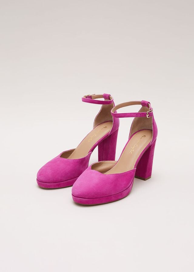 Pink Phase Eight Suede Platforms Heels | 4710YXSBP