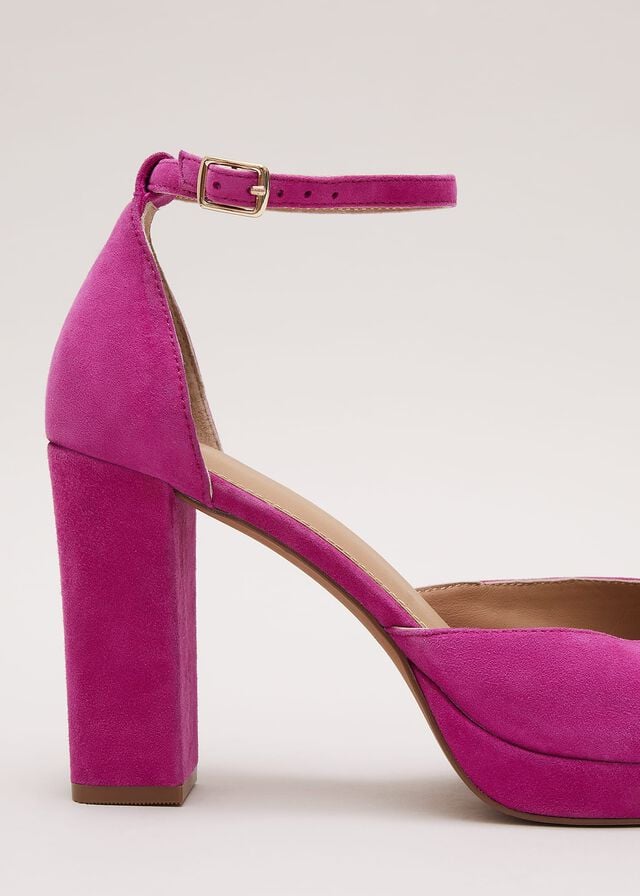 Pink Phase Eight Suede Platforms Heels | 4710YXSBP