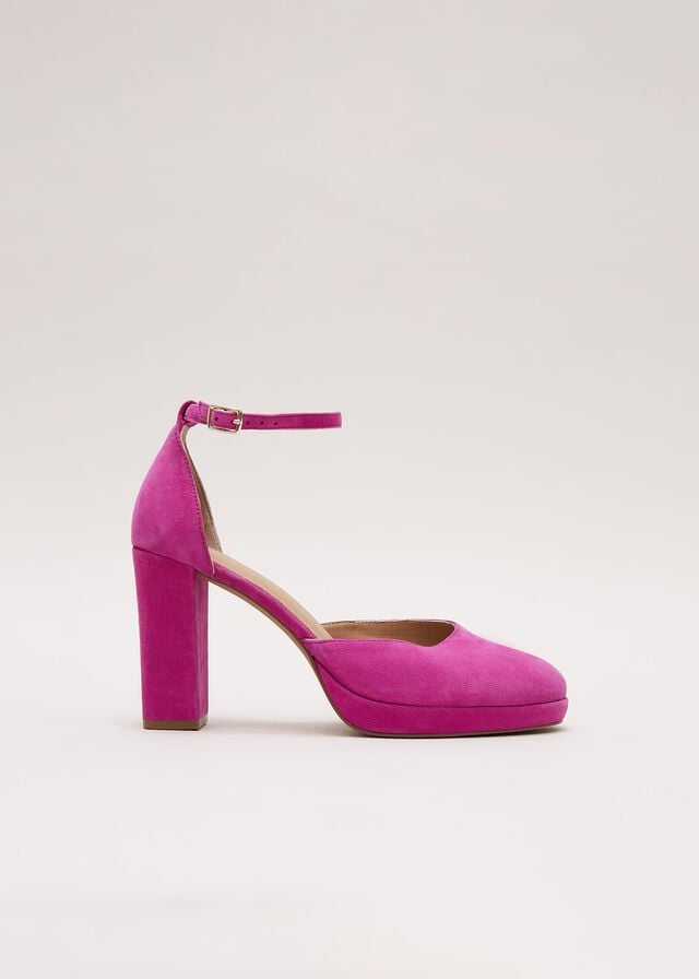 Pink Phase Eight Suede Platforms Heels | 4710YXSBP