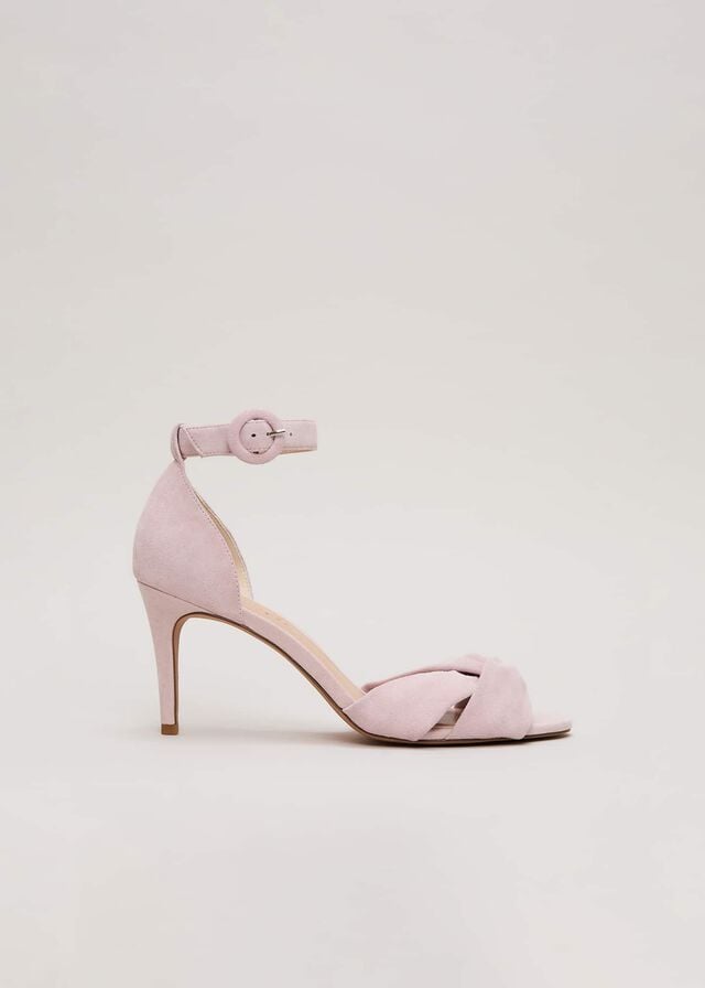 Pink Phase Eight Suede Twist Strapeds Heels | 2134PIFEJ