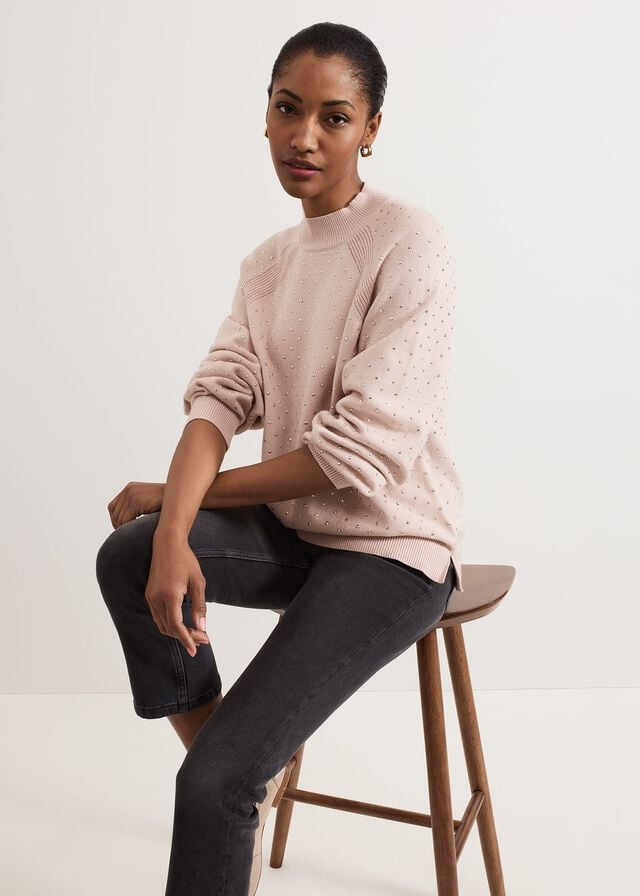 Pink Phase Eight Tala Hotfix Knitwear | 2893HRWGJ