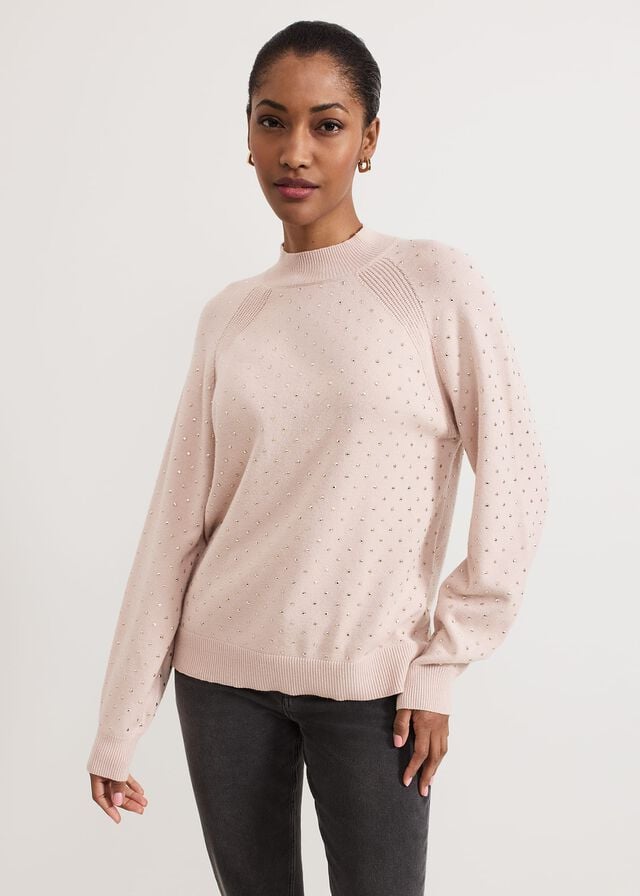 Pink Phase Eight Tala Hotfix Knitwear | 2893HRWGJ