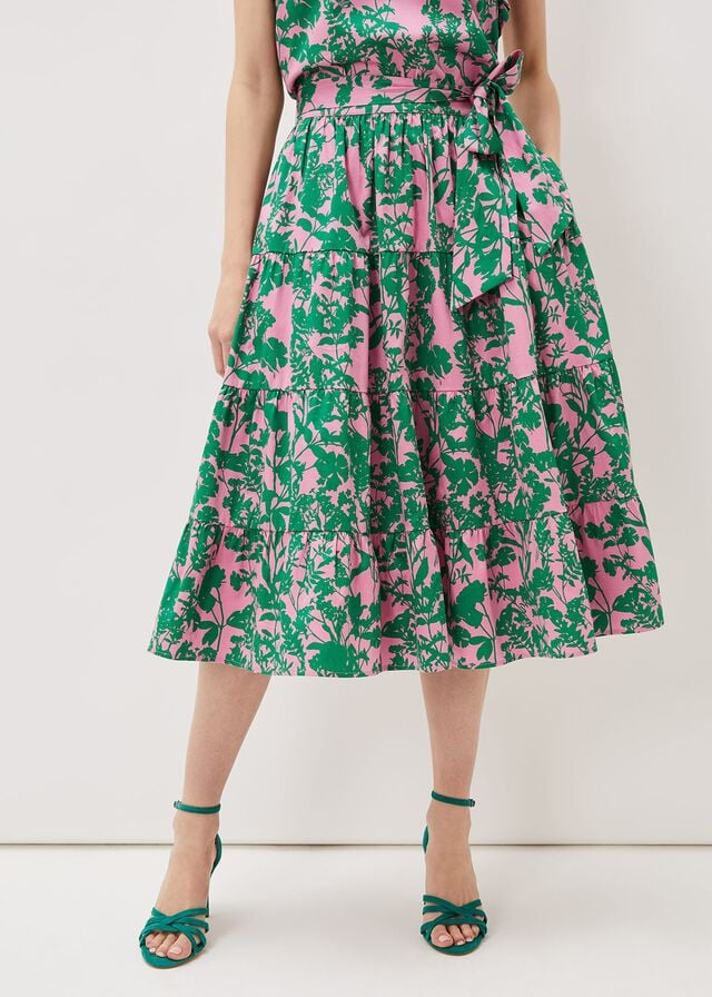 Pink / Green Phase Eight Cleona Printed Dobby Co-Ord Skirts | 1675IZQTL