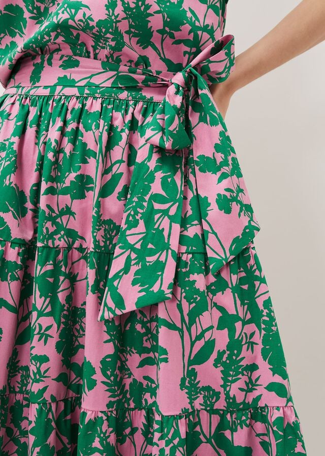 Pink / Green Phase Eight Cleona Printed Dobby Co-Ord Skirts | 1675IZQTL