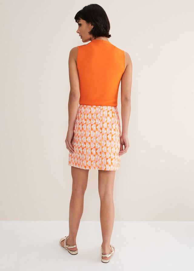 Pink / Orange Phase Eight Elysia Geo Skirts | 3547RGAPC