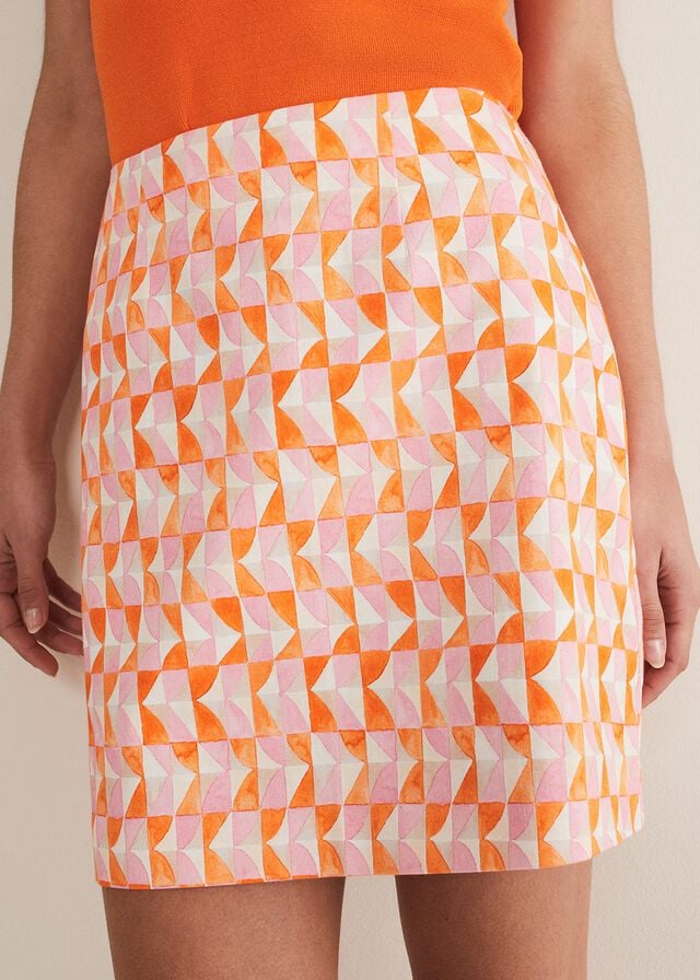 Pink / Orange Phase Eight Elysia Geo Skirts | 3547RGAPC