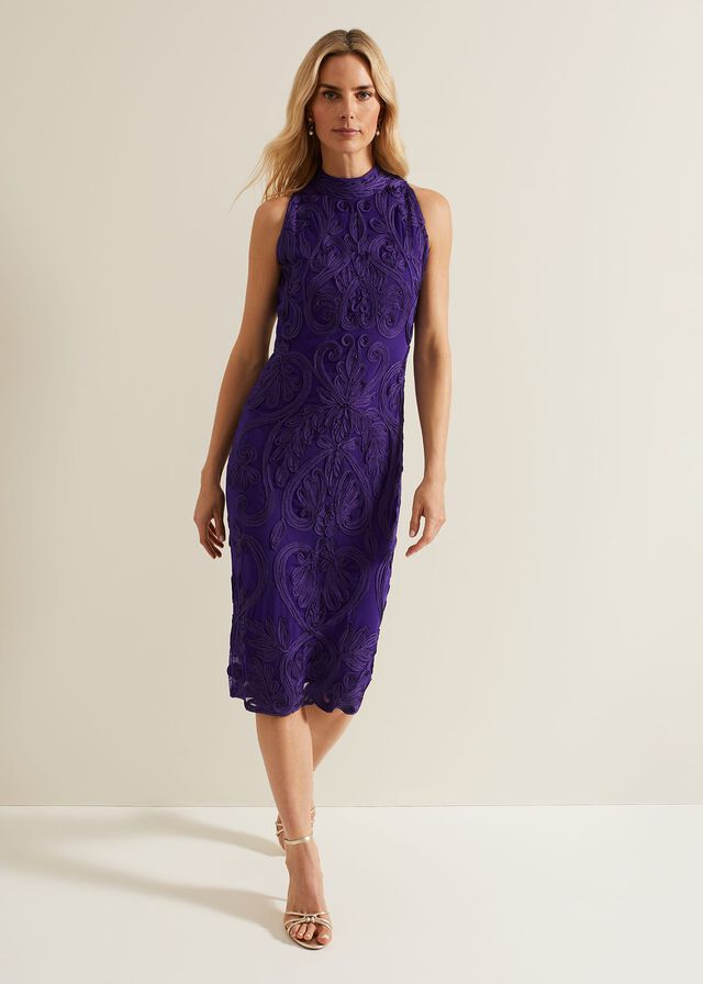 Purple Phase Eight Andrea Tapework Dress | 0287FXMEV