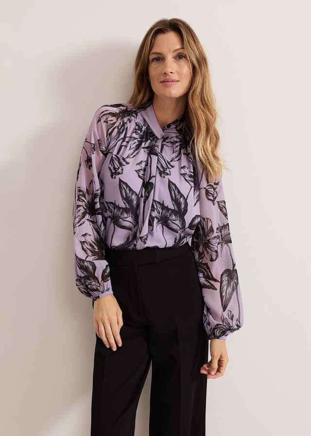 Purple Phase Eight Aretta Floral Print Shirts | 8649VKPYH