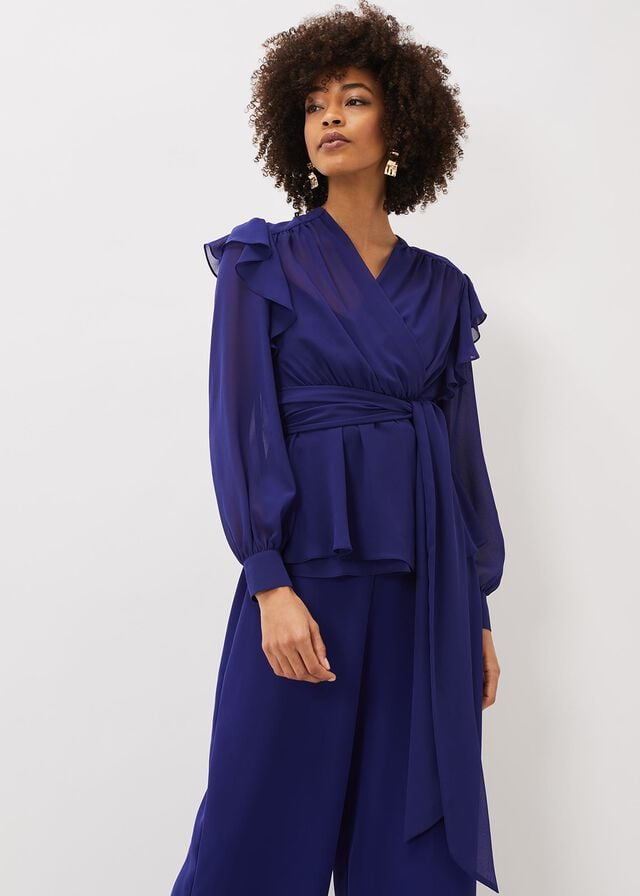 Purple Phase Eight Avril Frill Wrap Co Ord Shirts | 3874HXOPA