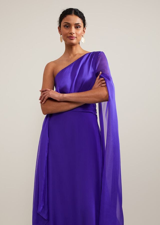 Purple Phase Eight Darby Silk One Shoulder Dress | 1675TRWJK