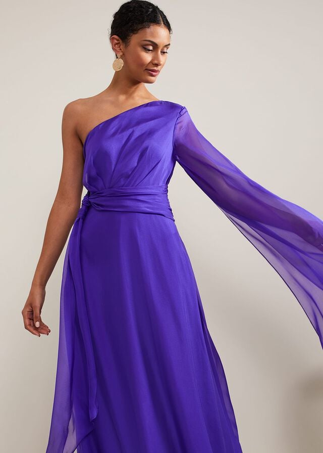 Purple Phase Eight Darby Silk One Shoulder Dress | 1675TRWJK