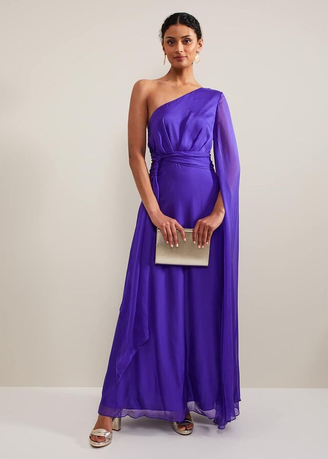 Purple Phase Eight Darby Silk One Shoulder Dress | 1675TRWJK