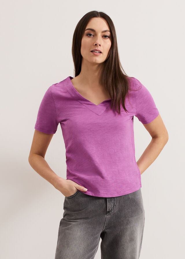 Purple Phase Eight Elspeth V Neck T Shirts | 3578IVWHN