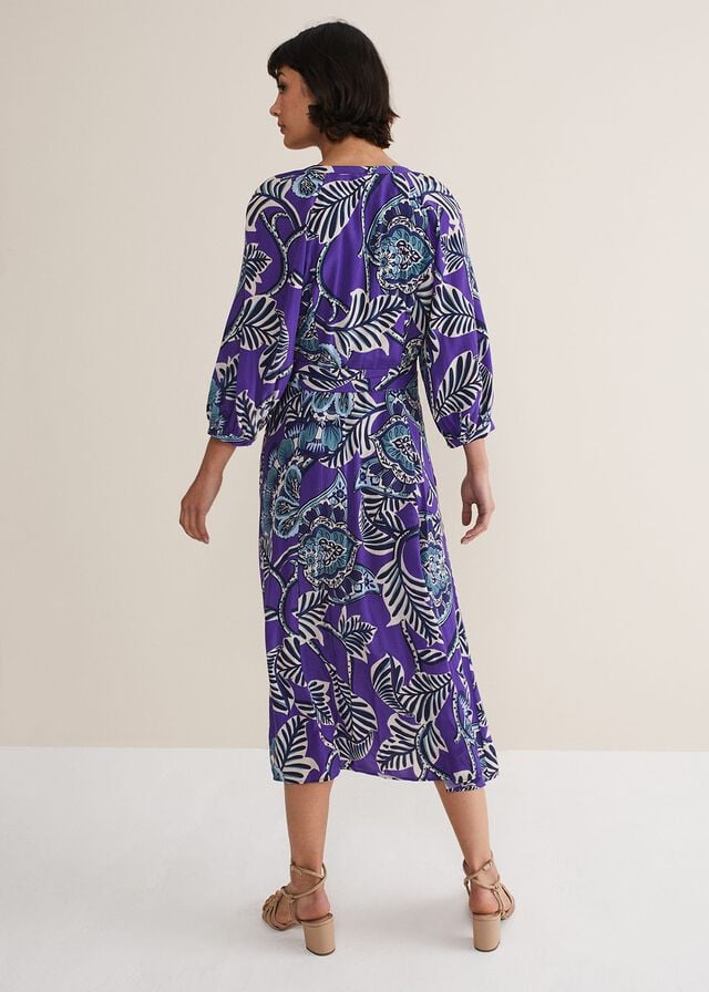 Purple Phase Eight Erin Paisley Dress | 7651SIMFP