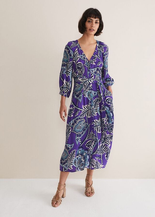 Purple Phase Eight Erin Paisley Dress | 7651SIMFP