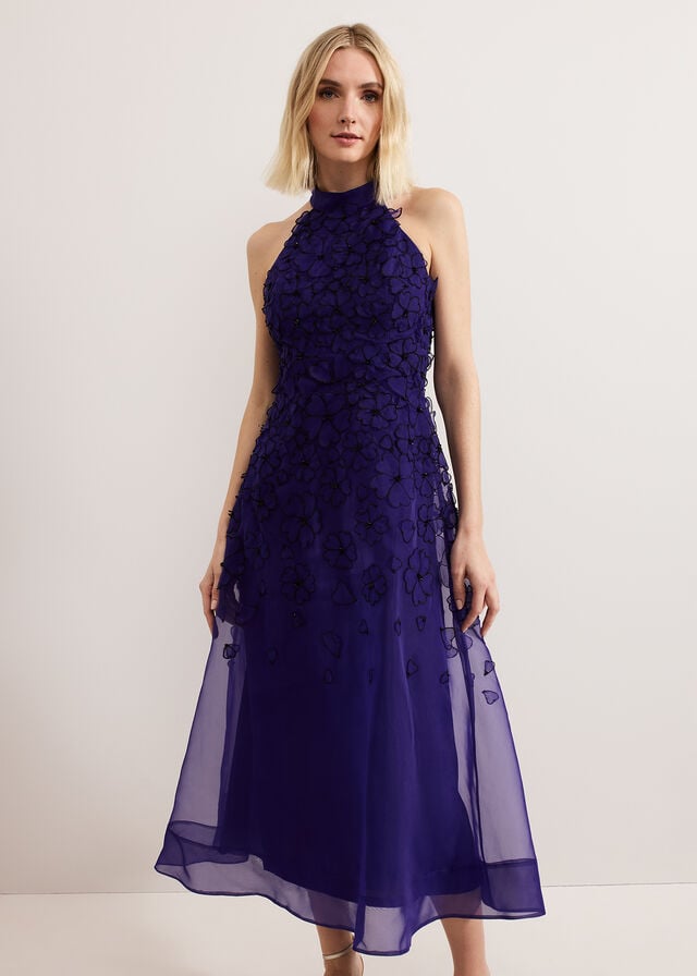 Purple Phase Eight Georgie Beaded Dress | 3198MCSPN