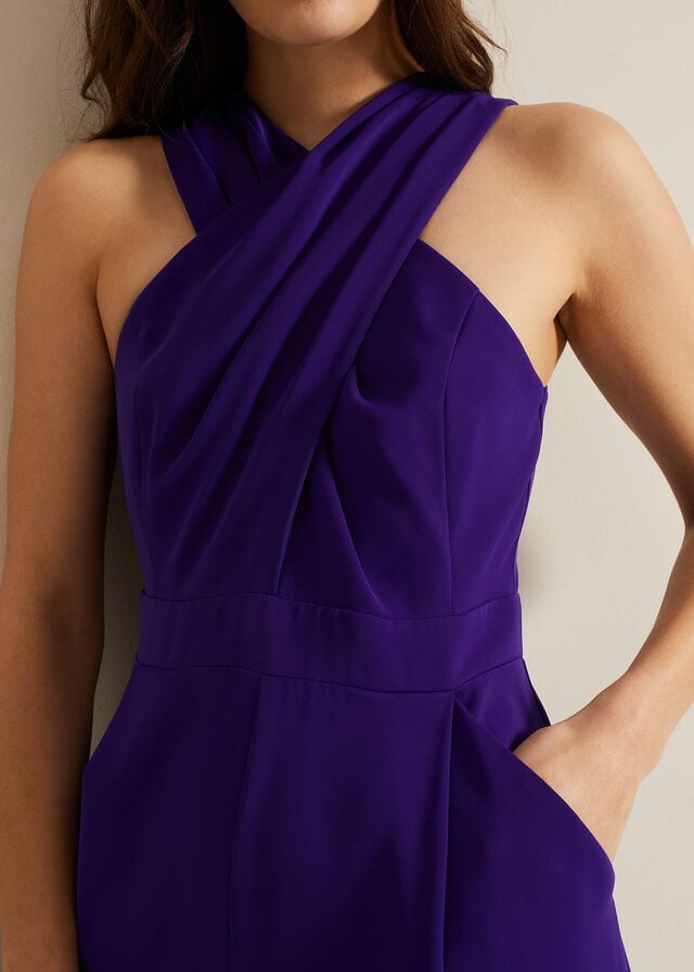 Purple Phase Eight Giorgia Cross Neck Jumpsuit | 3265AFMQC