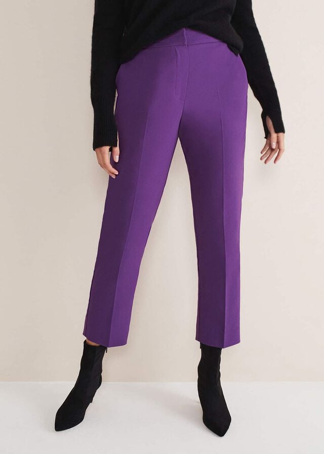 Purple Phase Eight Julianna Cropped Straight Legs Trousers | 6085UDJWF