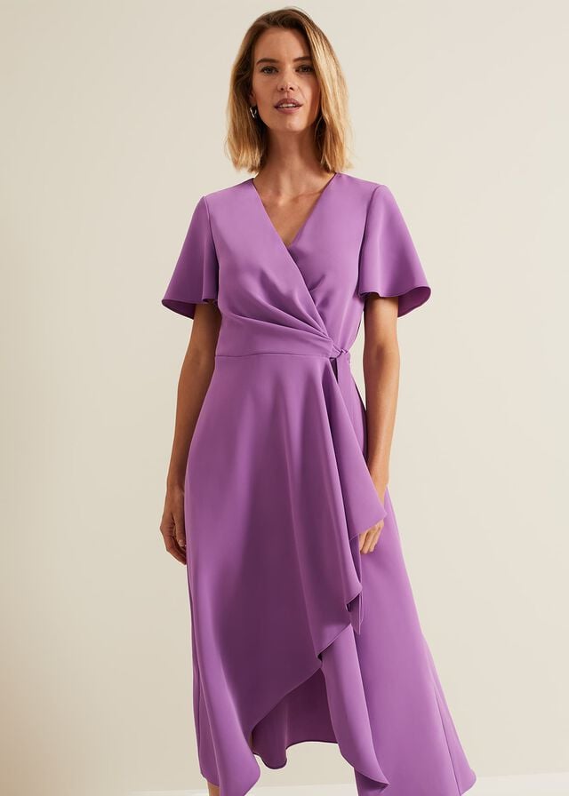 Purple Phase Eight Julissa Frill Wrap Dress | 3748XOJSG