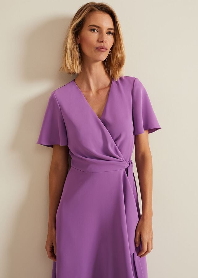 Purple Phase Eight Julissa Frill Wrap Dress | 3748XOJSG