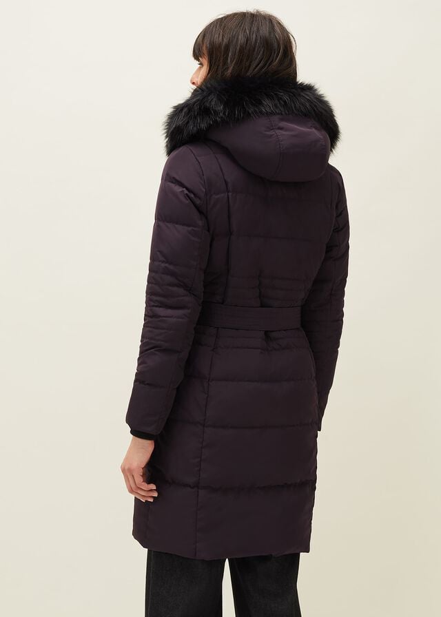 Purple Phase Eight Leonor Tie Belt Puffer Coats | 6870VXAMB