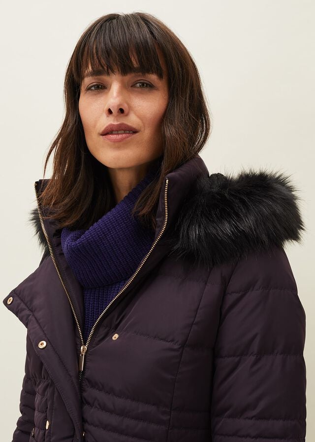 Purple Phase Eight Leonor Tie Belt Puffer Coats | 6870VXAMB