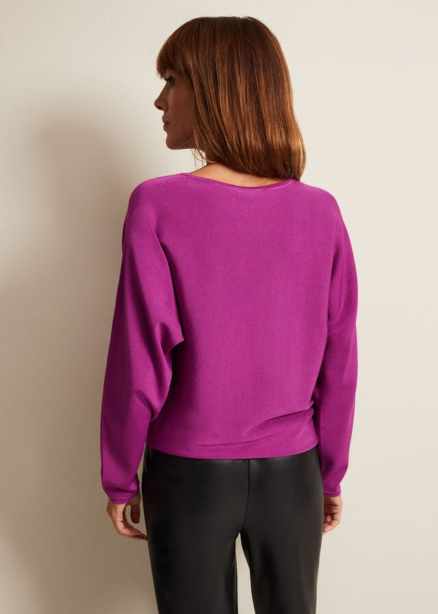 Purple Phase Eight Letina Slinky Keyhole Knitwear | 5218ZMHPG