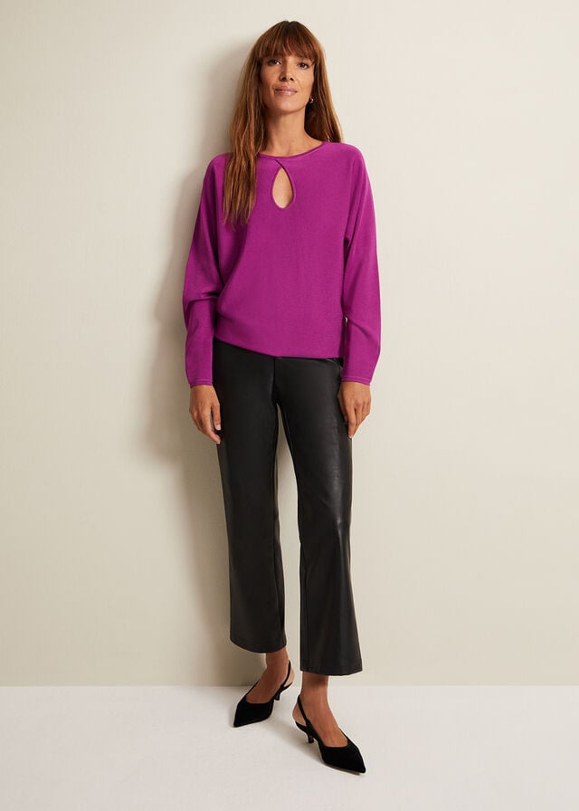 Purple Phase Eight Letina Slinky Keyhole Knitwear | 5218ZMHPG